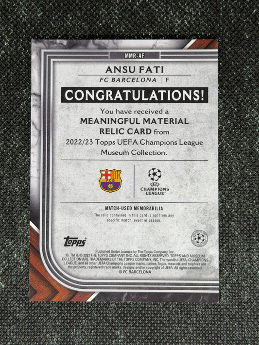 2022-23 Topps Museum Collection UEFA Club Competitions Meaningful Material Relic Card 02/25 - Ansu Fati