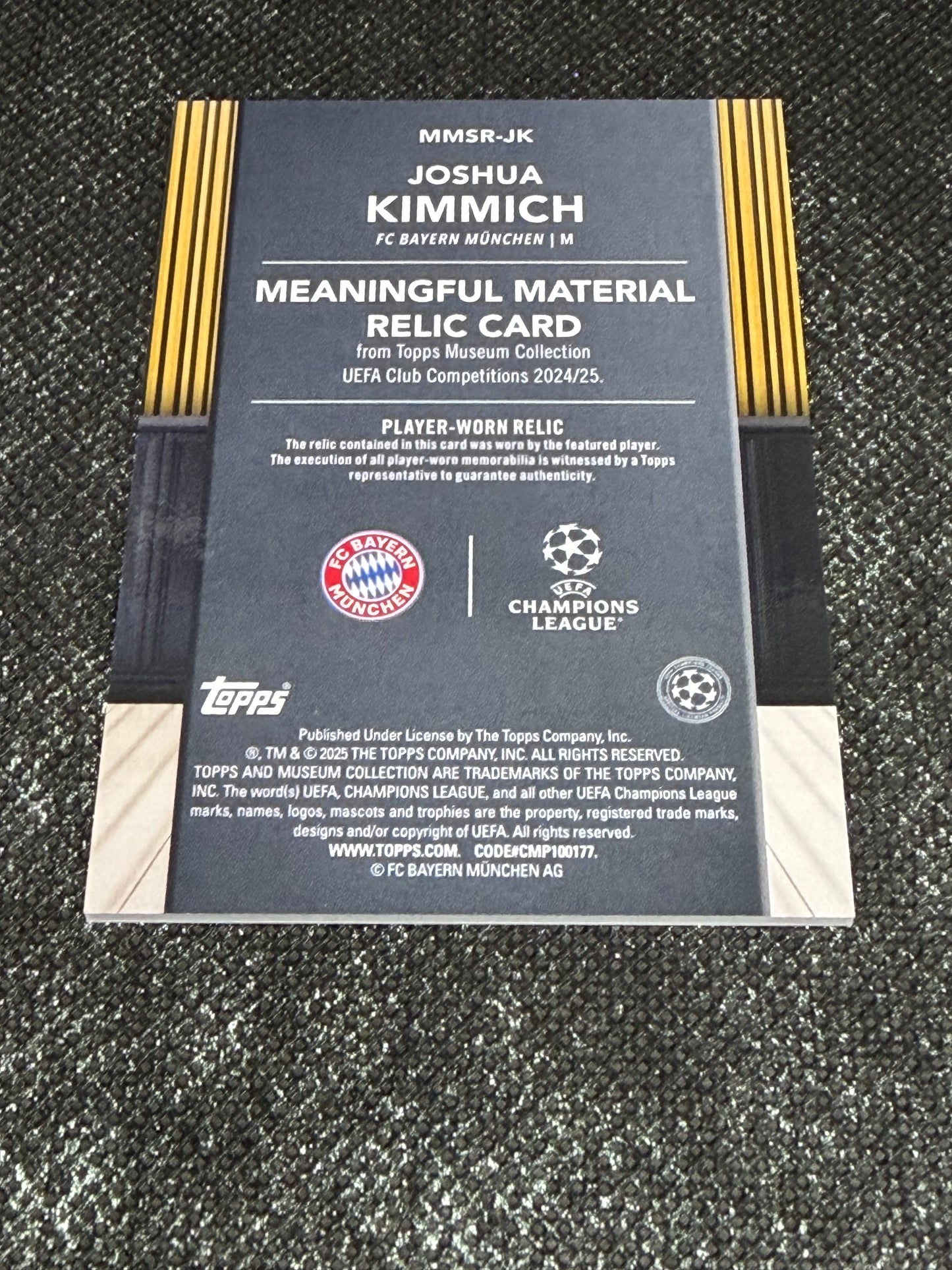 2024-25 Topps Museum Collection UEFA Club Competitions Meaningful Material Relic Card 159/299 - Joshua Kimmich