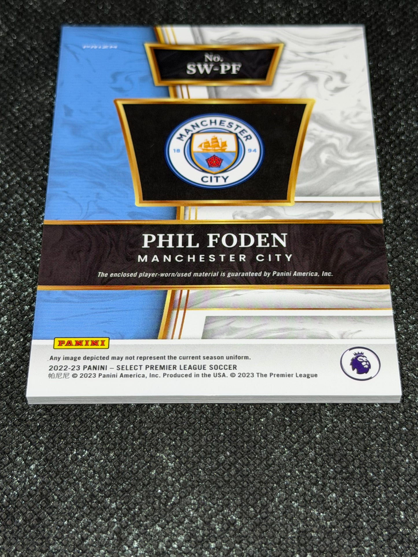 2022-23 Panini Select Premier League Soccer Swatches Silver Prizm - Phil Foden