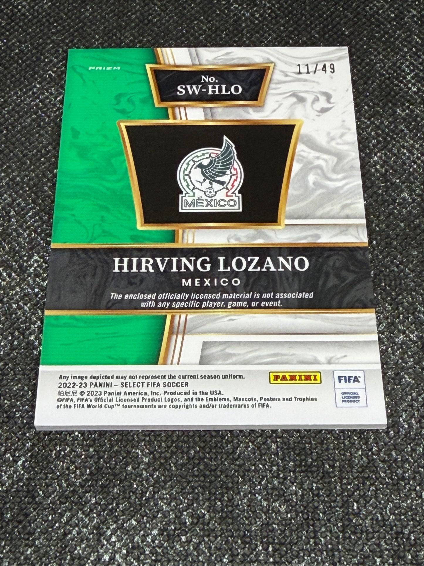 2022-23 Panini Select FIFA Soccer Swatches 11/49 - Hirving Lozano