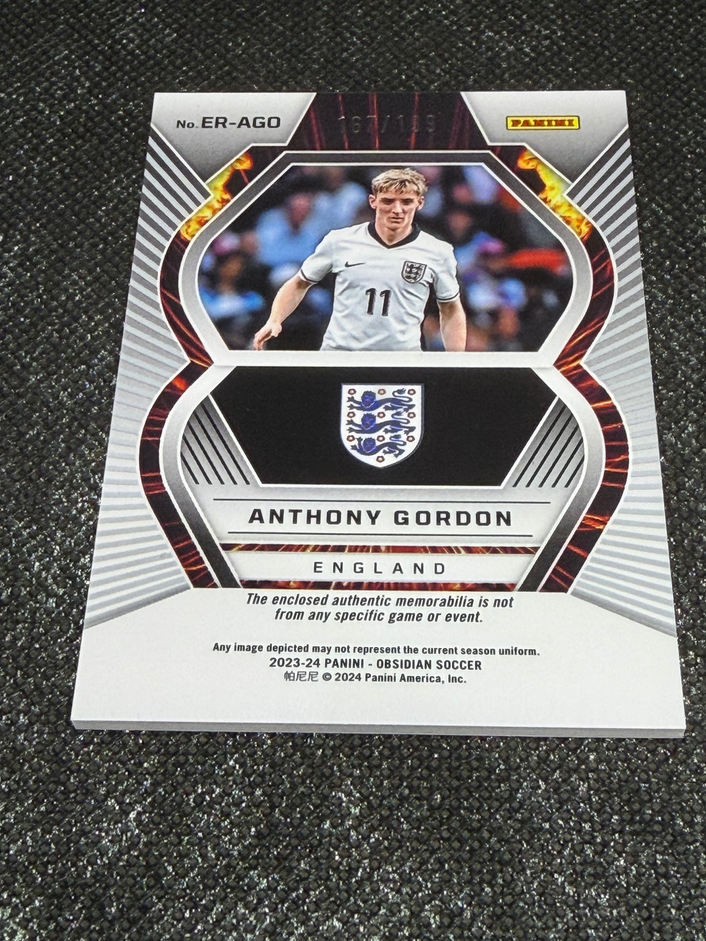 2023-24 Panini Obsidian Soccer Eruption Material 167/199 - Anthony Gordon