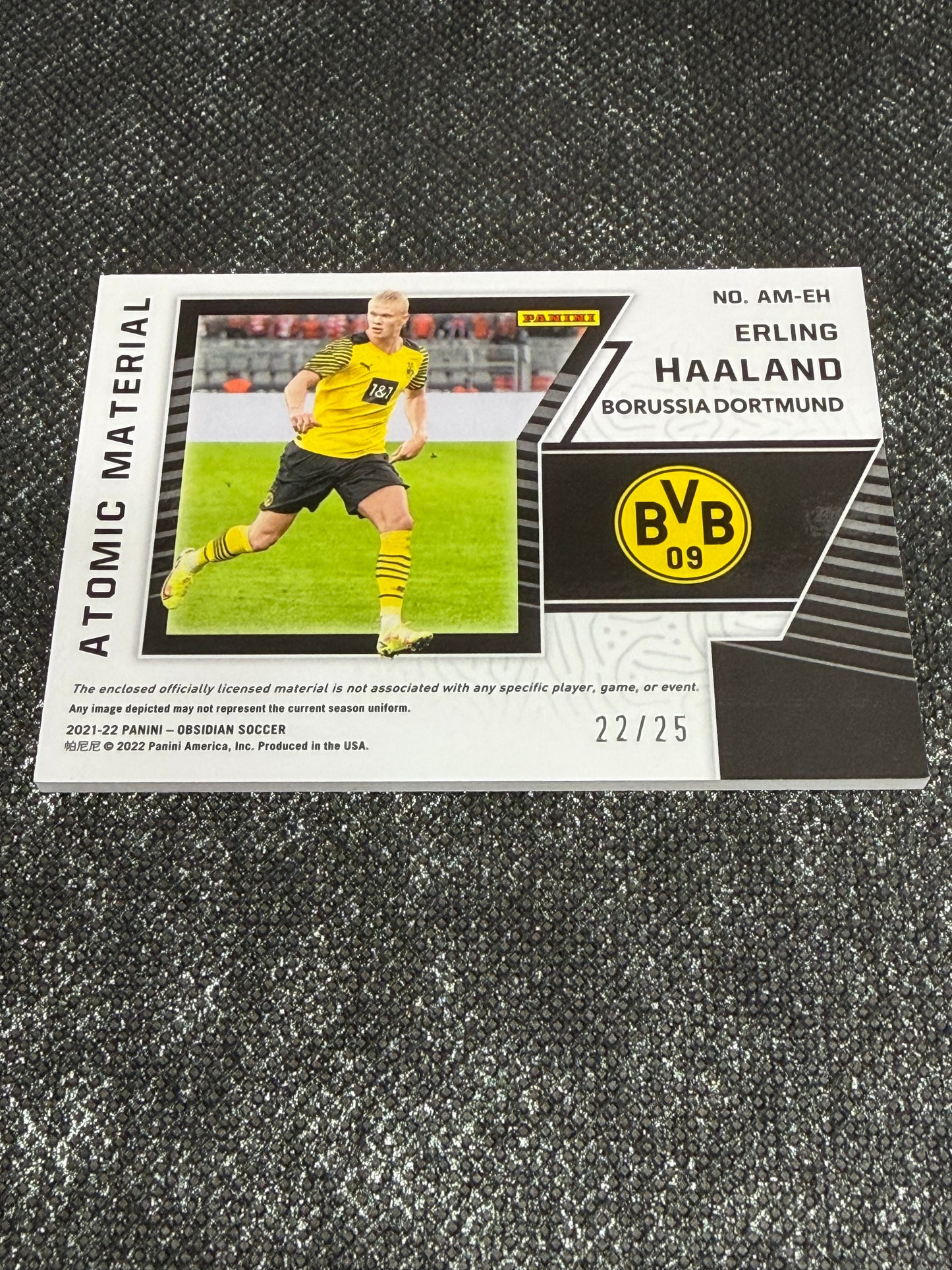 2021-22 Panini Obsidian Soccer Atomic Material 22/25 - Erling Haaland