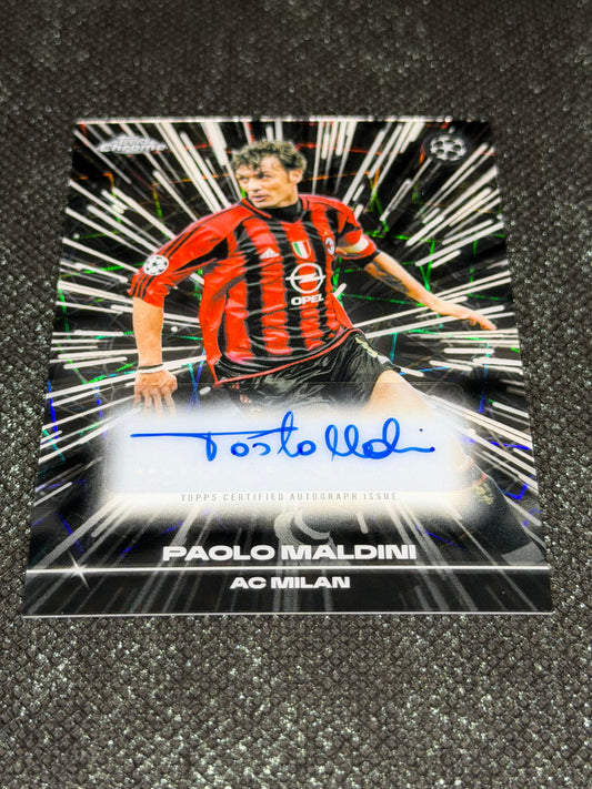 2025-26 Topps Chrome UEFA Club Competitions Black Lazer Autograph Card - Paolo Maldini