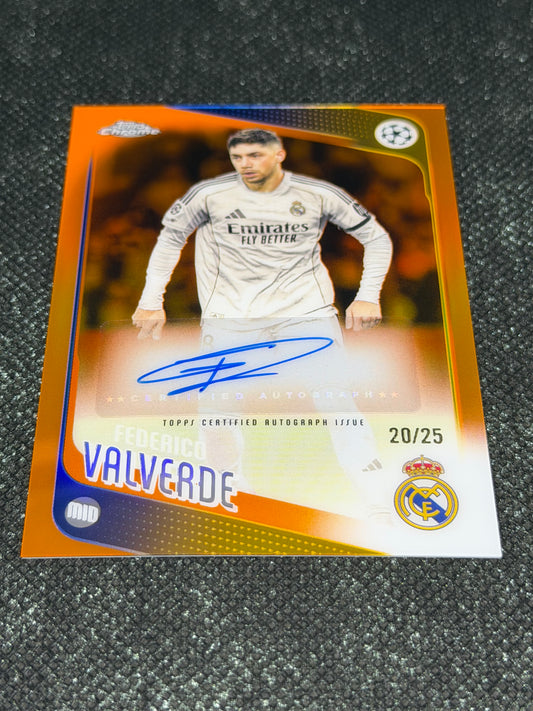 2025-26 Topps Chrome UEFA Club Competitions Autograph Card Orange 20/25- Frederico Valverde
