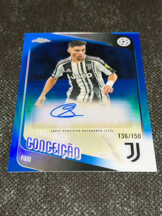 2025-26 Topps Chrome UEFA Club Competitions Blue Autograph Card 136/150 - Francisco Conceicao