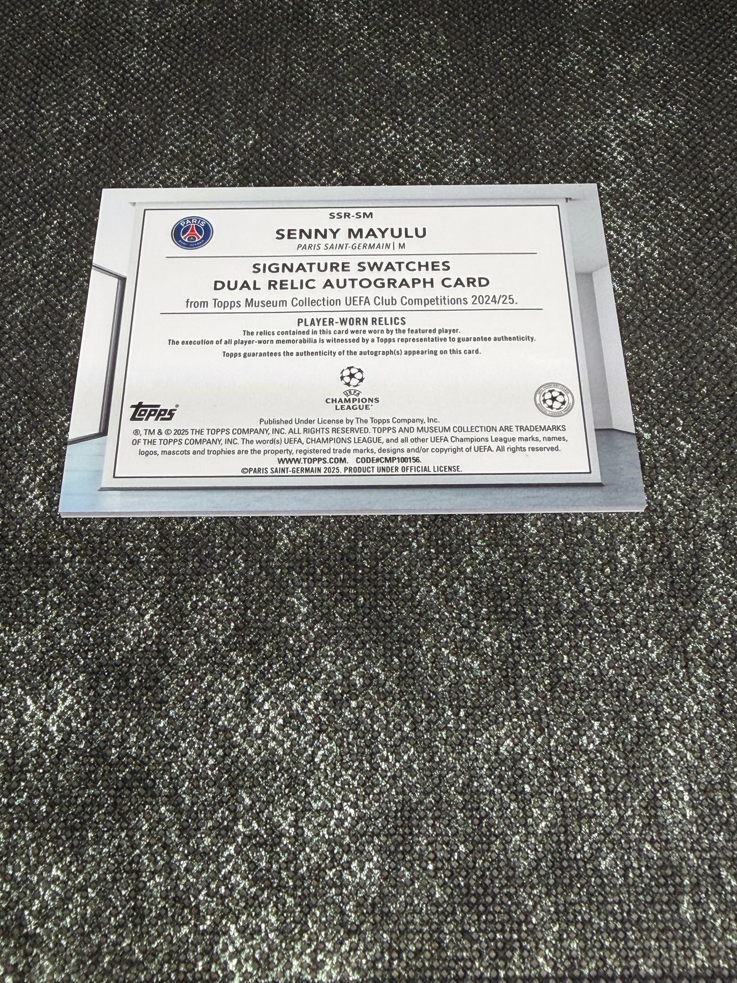 2024-25 Topps Museum Collection Signature Swatches Dual Relic Autograph Rookie Card 177/199 - Seny Mayulu