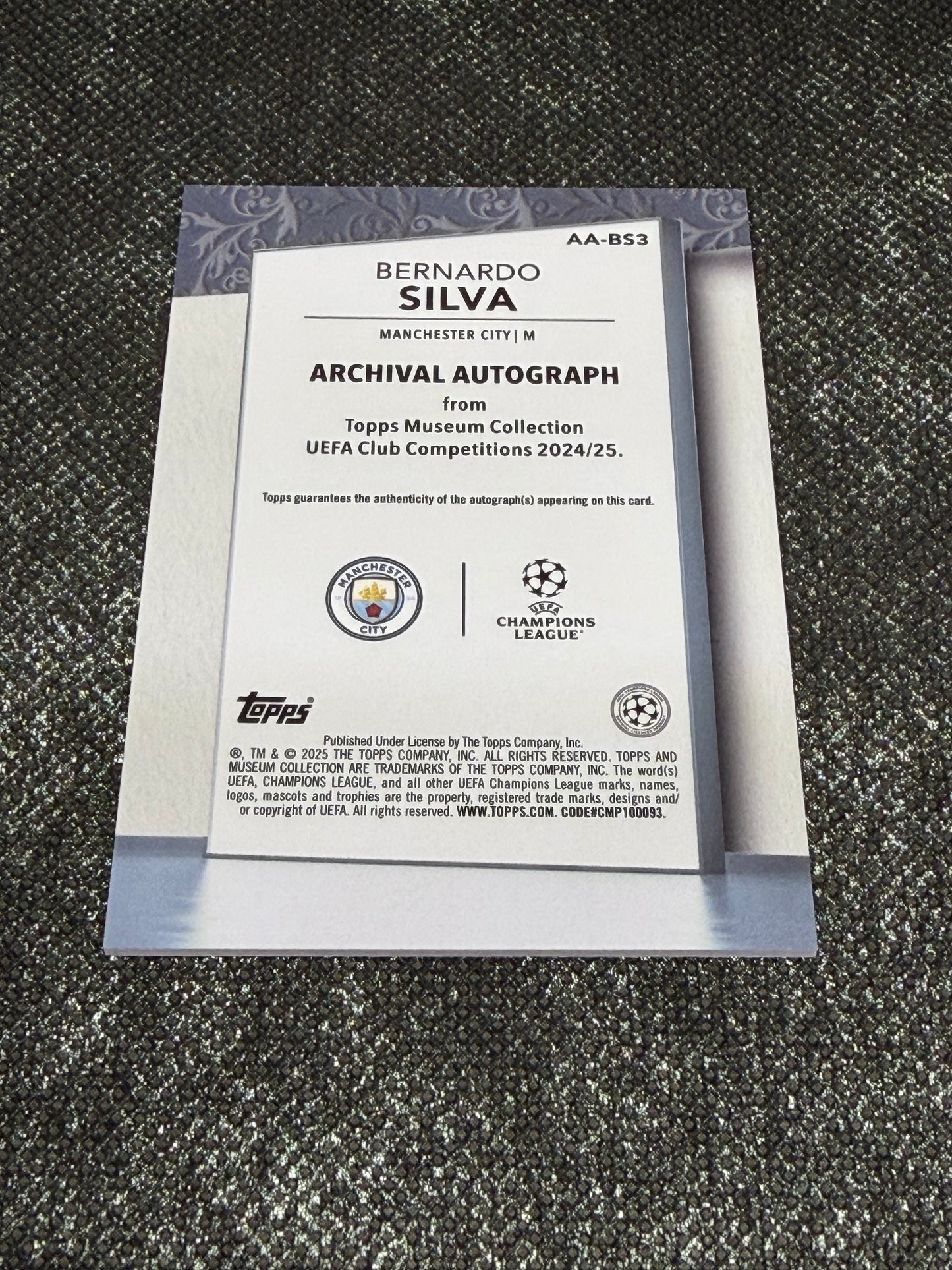 2024-25 Topps Museum Collection UEFA Club Competitions Archival Autograph 02/99 - Bernardo Silva