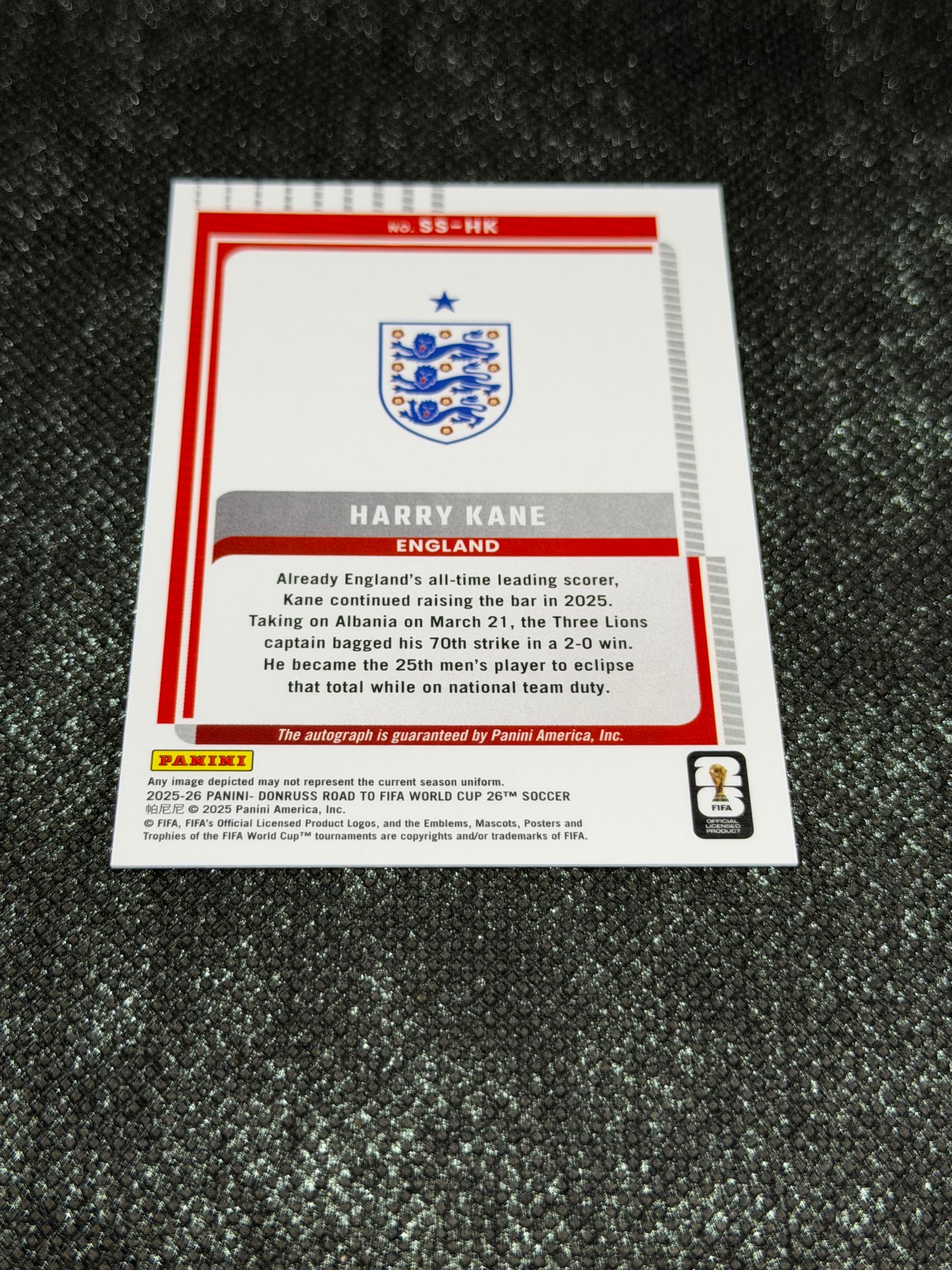 2025-26 Panini Donruss Road To FIFA World Cup 26 Soccer Signature Series - Harry Kane