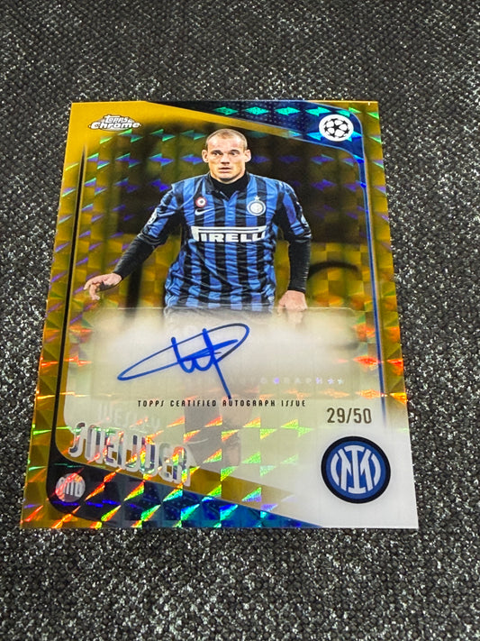 2025-26 Topps Chrome UEFA Club Competitions Gold Geometric Autograph Card 26/75 - Hugo Ekitike