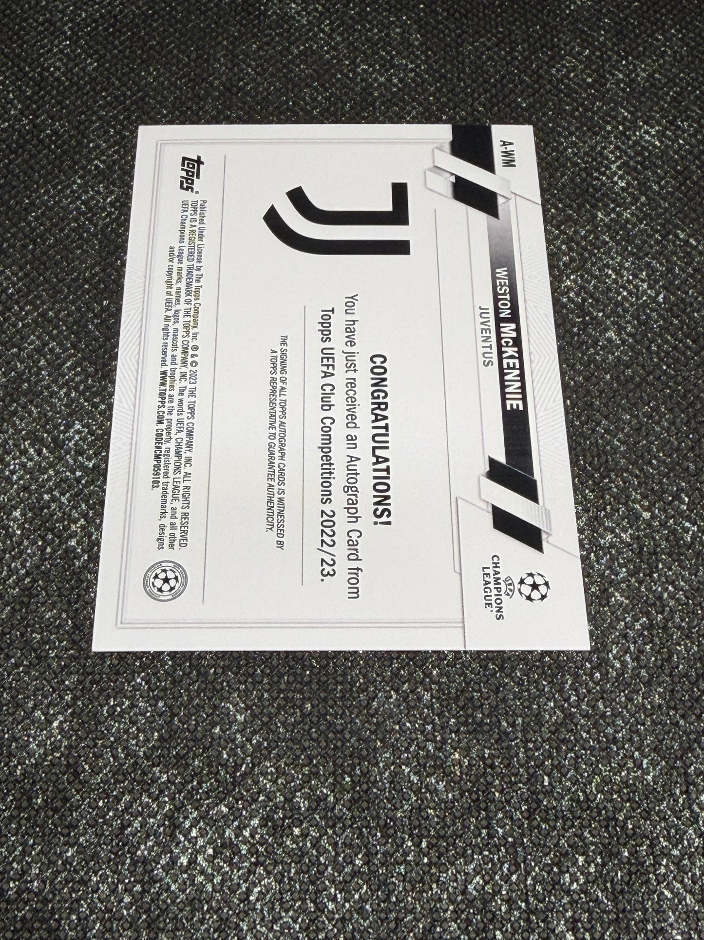 2022-23 Topps UEFA Club Competitions Autograph Card - Westone McKennie