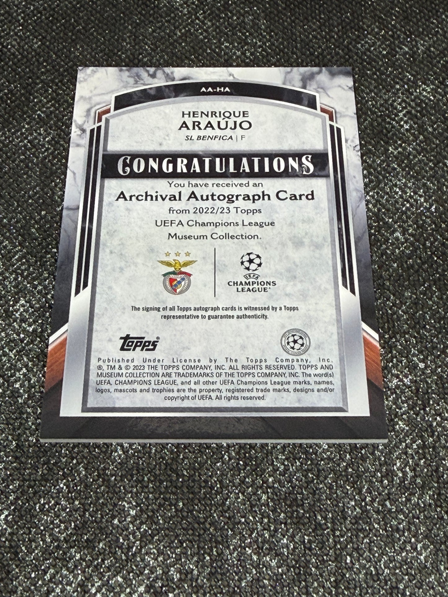 2022-23 Topps UEFA Champions League Museum Collection Archival Autograph Card RC 248/299 - Henrique Araujo