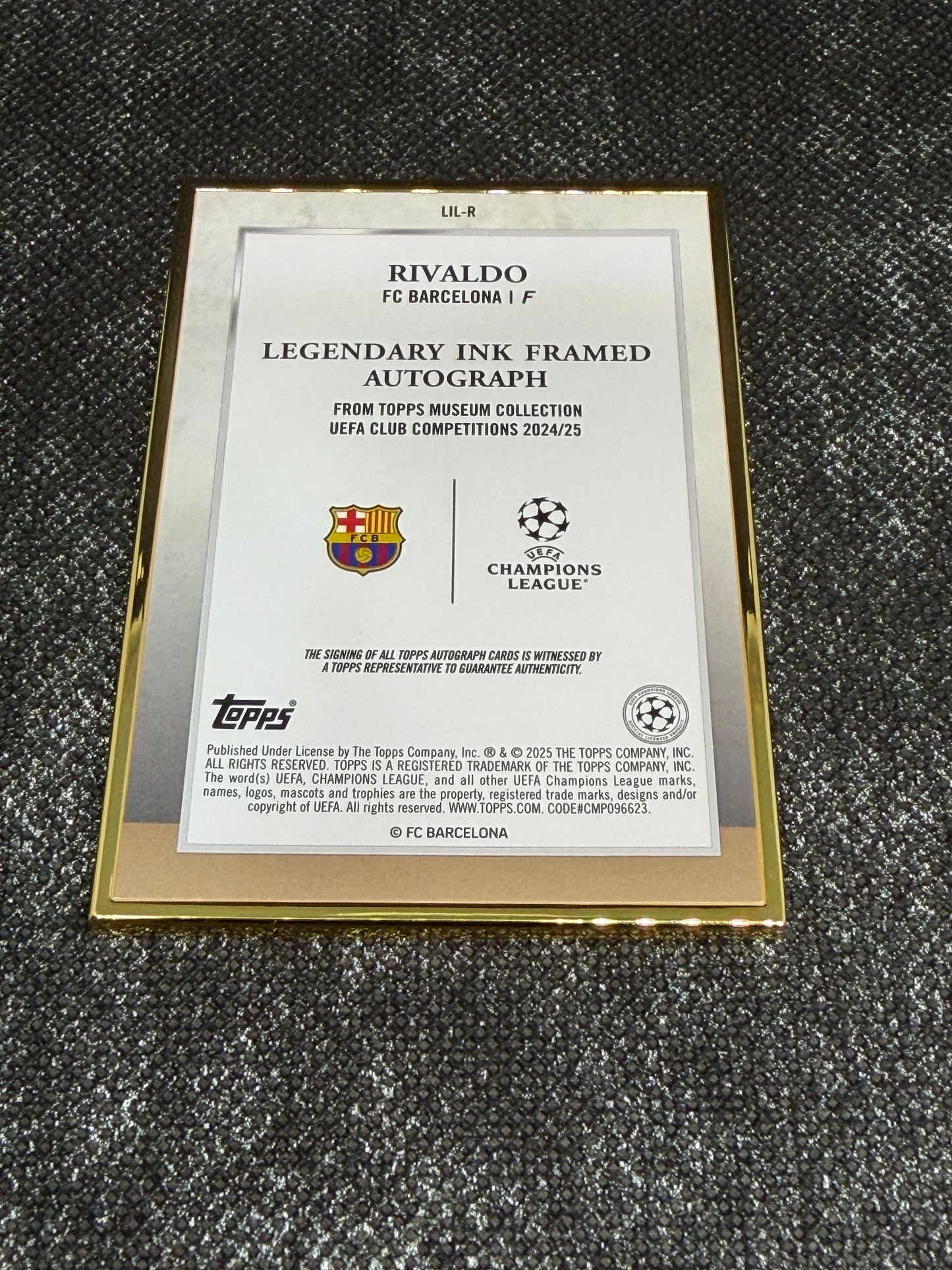 2024-25 Topps Museum Collection UEFA Club Competitions Legendary Ink Framed Autograph 01/25 - Rivaldo