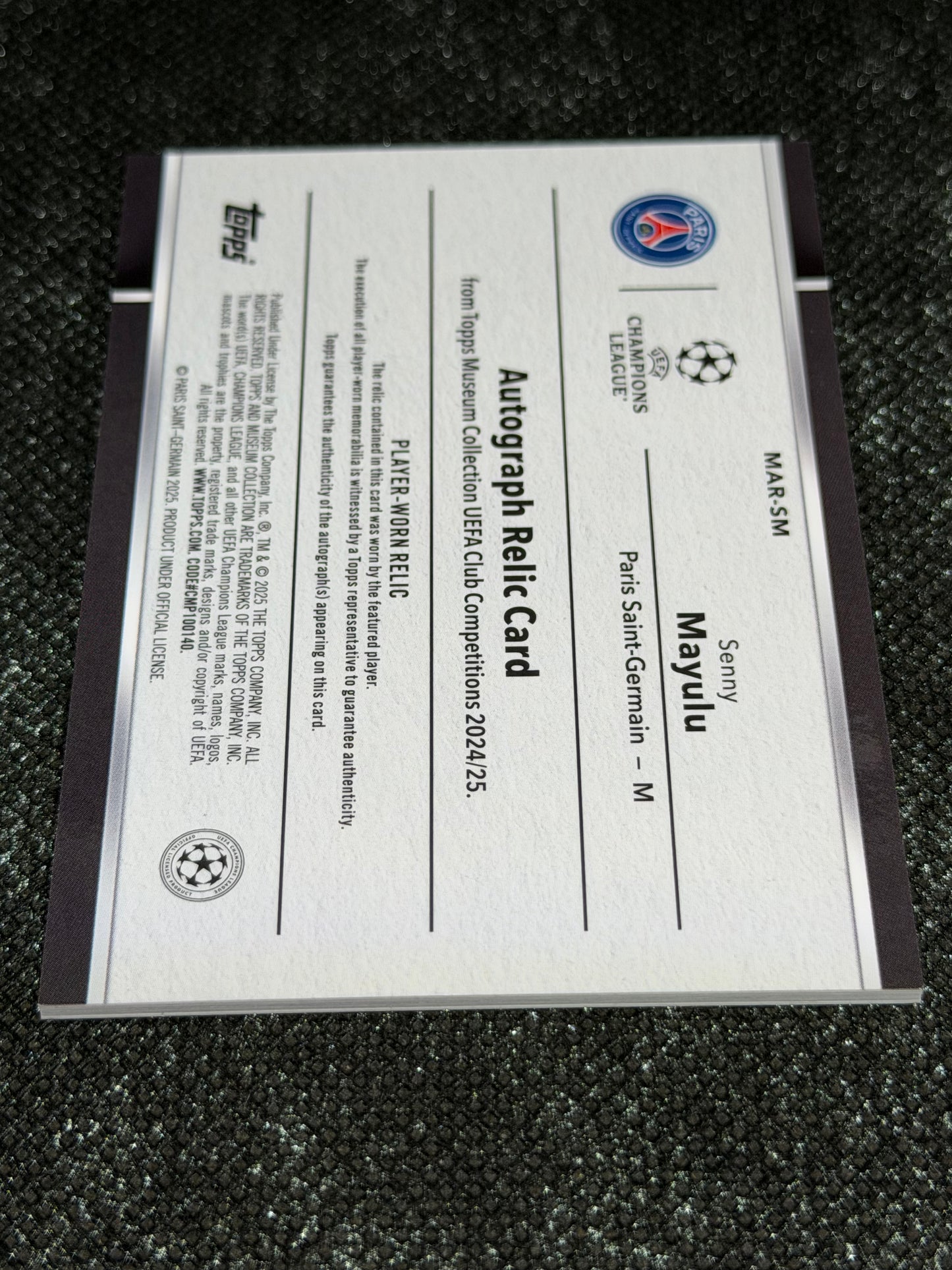 2024-25 Topps Museum Collection UEFA Club Competitions Autograph Relic Card 188/199 (RC) - Seny Mayulu
