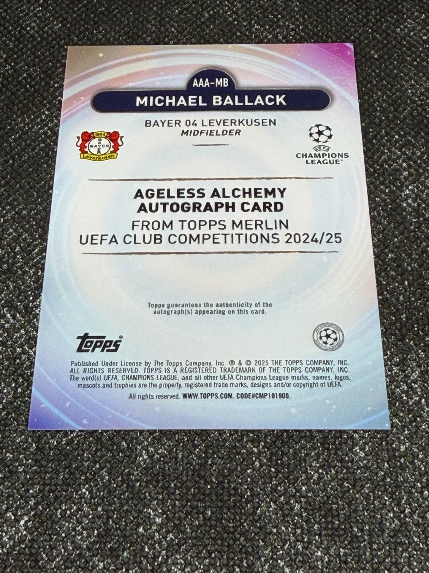 2024-25 Topps Merlin UEFA Club Competitions Ageless Alchemy Autograph Card Orange 13/25 - Micheal Ballack