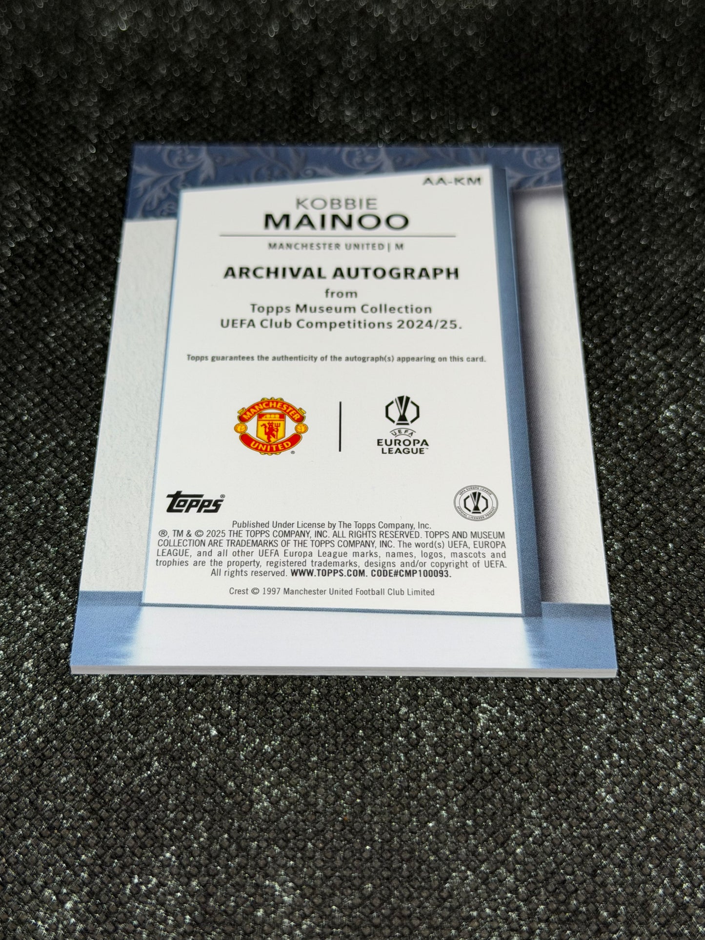 2024-25 Topps Museum Collection UEFA Club Competitions Archival Autograph 45/99 - Kobbie Mainoo (Copy)