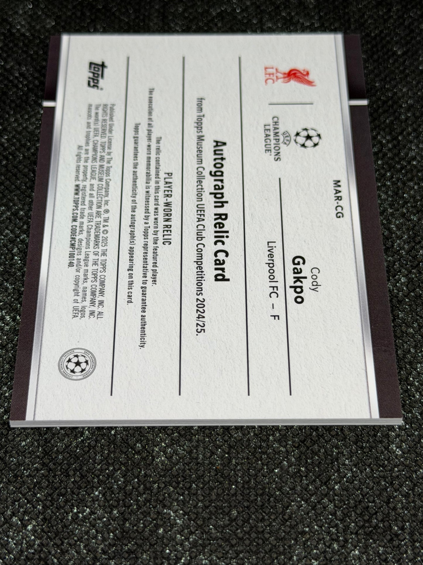 2024-25 Topps Museum Collection UEFA Club Competitions Autograph Relic Card 259/299- Cody Gakpo (Copy)