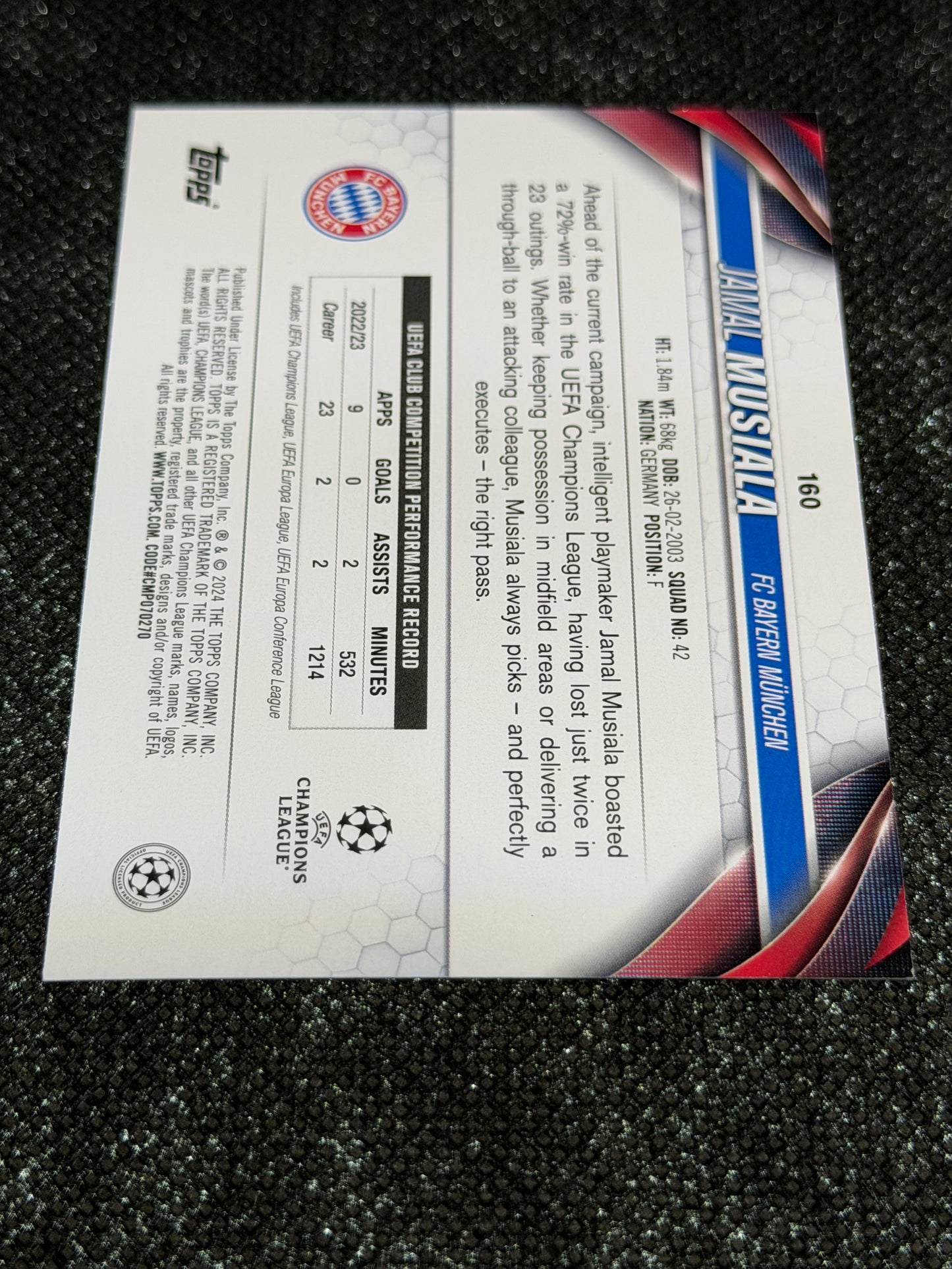 2023-24 Topps UEFA Club Competitions Image Variation (Short Print) - Jamal Musiala