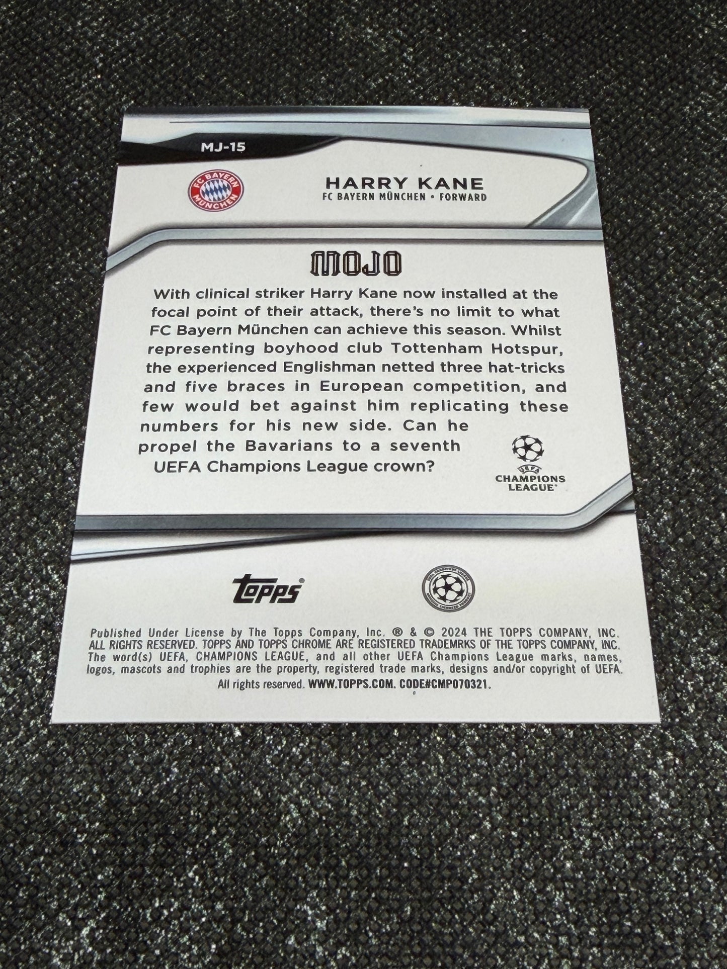 2023-24 Topps Chrome UEFA Champions League Mojo Insert (Case Hit) - Harry Kane