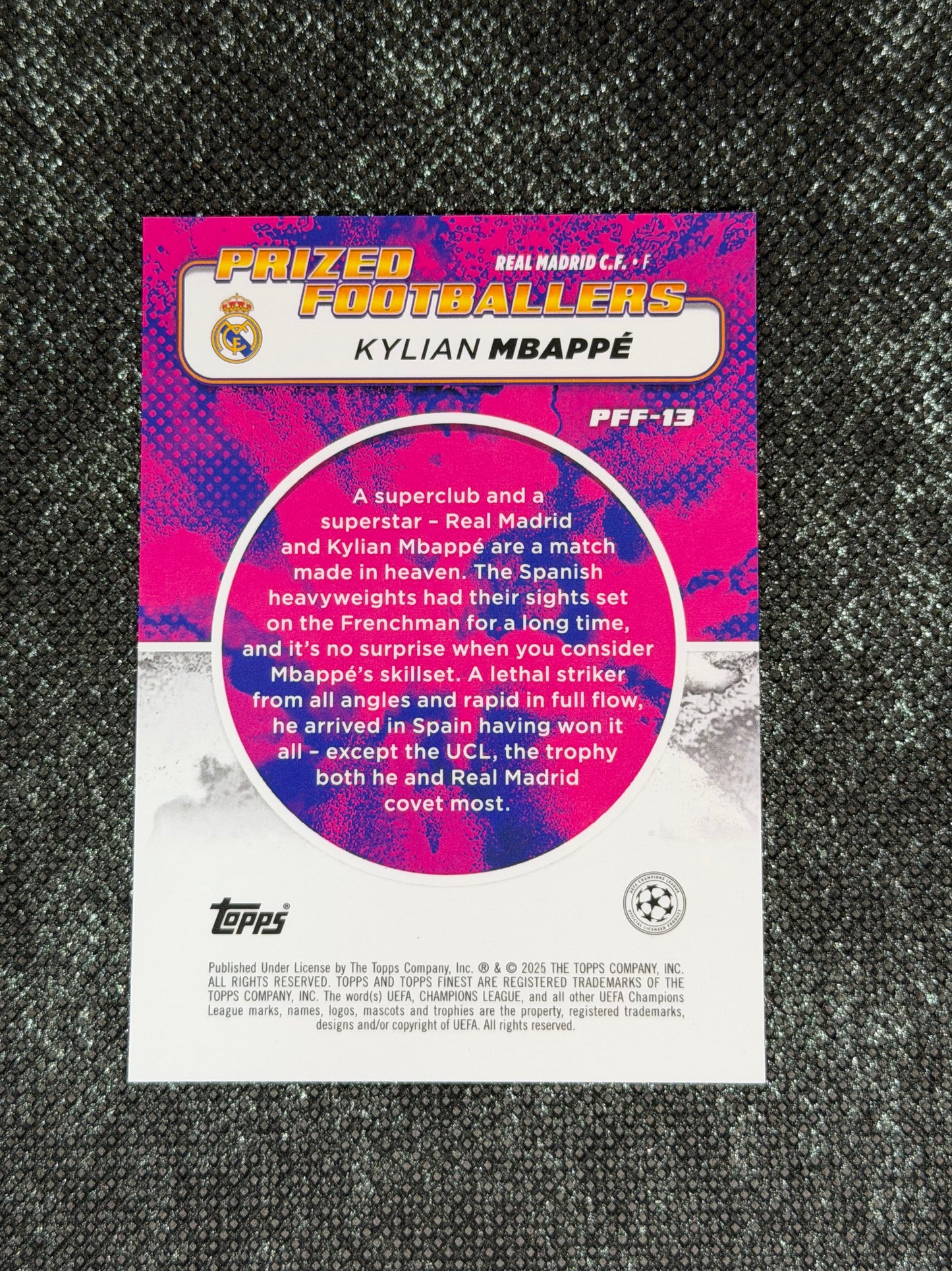 2024-25 Topps Finest UCC Prized Footballers Fusion Orange/Red (Case Hit) - Kylian Mbappe