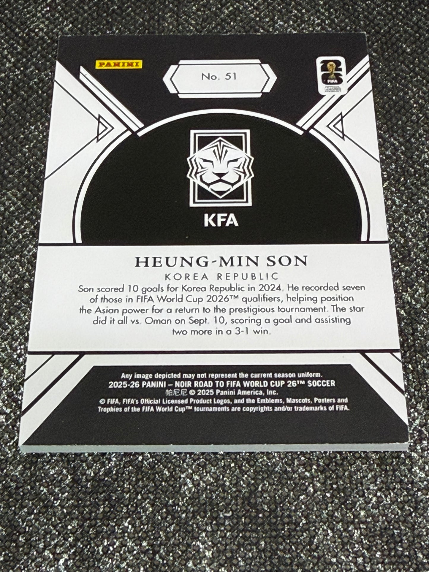 2025-26 Panini - Noir Road To FIFA World Cup 26 Soccer Silver 30/49 - Heung-Min Son