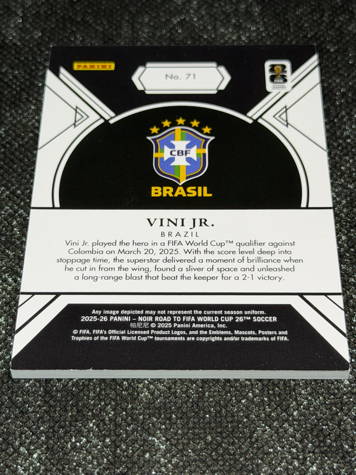 2025-26 Panini Noir Road To FIFA World Cup 26 Soccer Bronze 70/99 - Vini Jr.