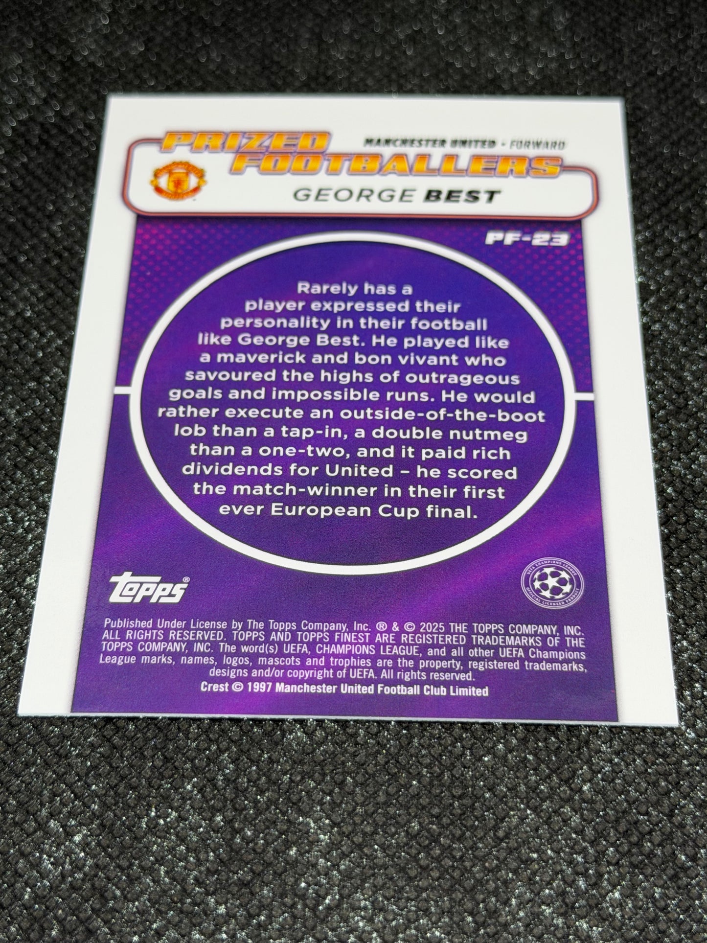 2024-25 Topps Finest UCC Prized Footballers Insert Green Refractor 50/99 - George Best