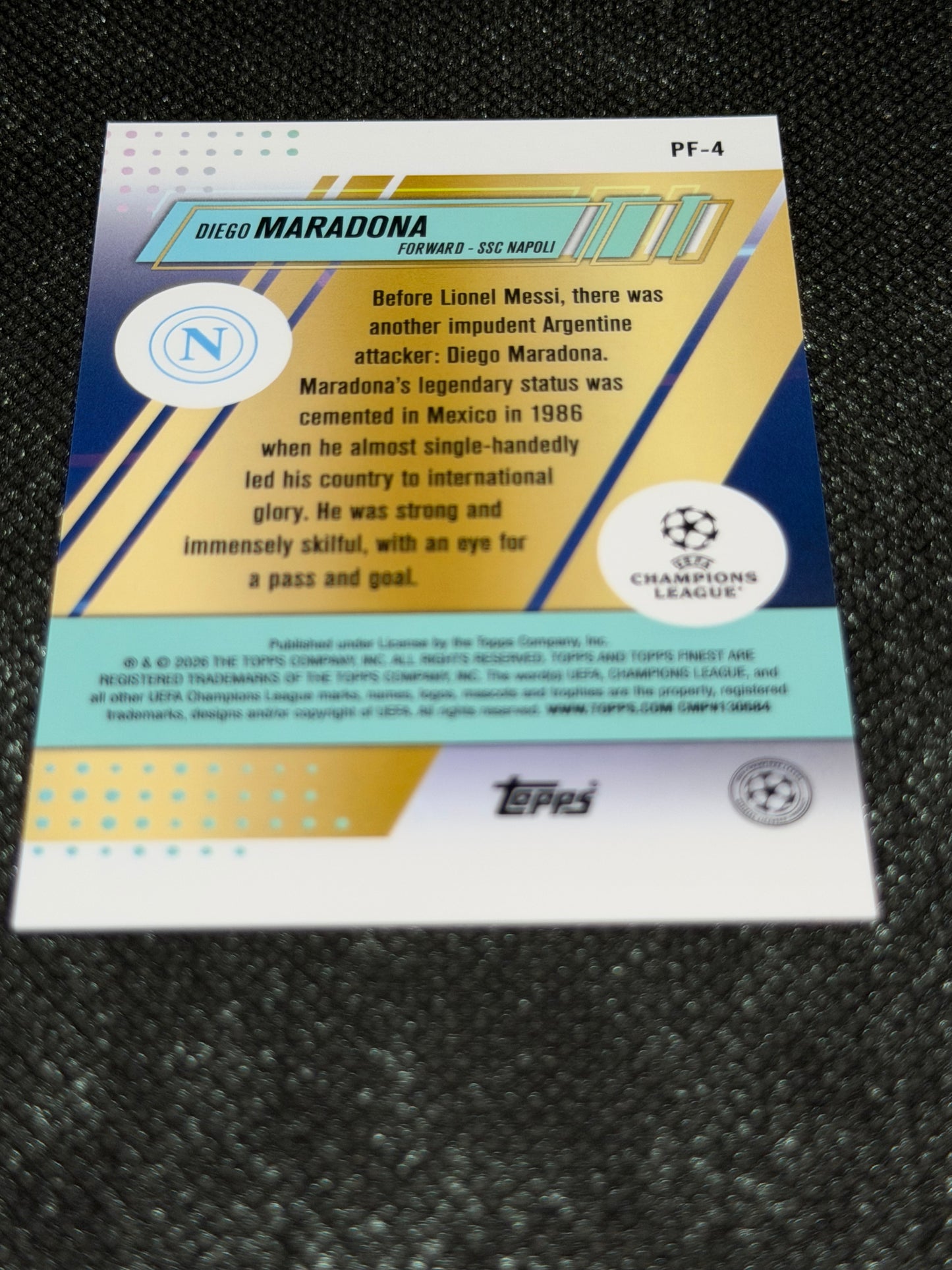 2025-26 Topps Finest Prized Footballers Insert Aqua 011/199 - Diego Maradona