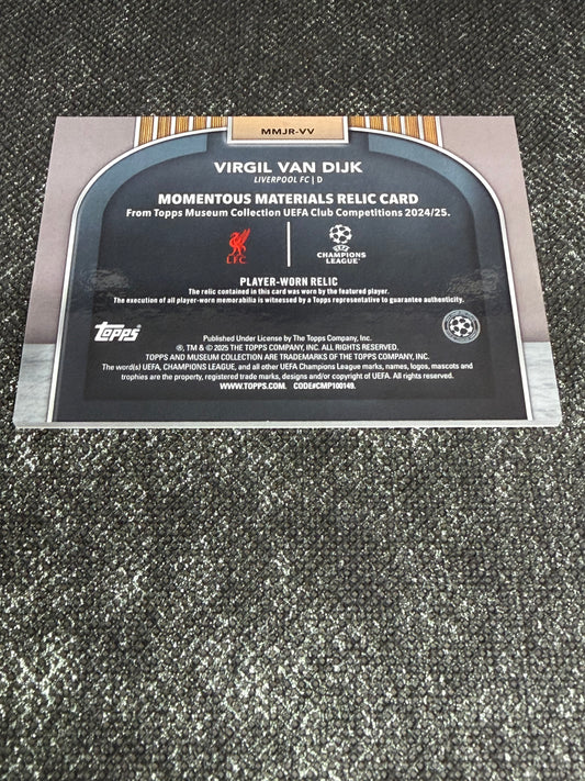 2024-25 Topps Museum Collection UEFA Club Competitions Momentous Relic Card 69/75 - Virgil Van Dijk