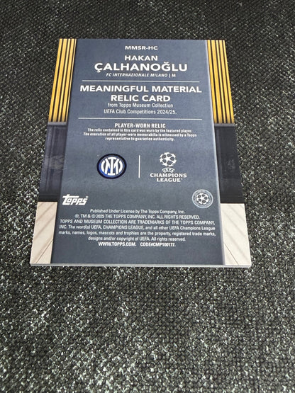 2024-25 Topps Museum Collection UEFA Club Competitions Meaningful Material Relic Card 68/99 - Hakan Calhanoglu