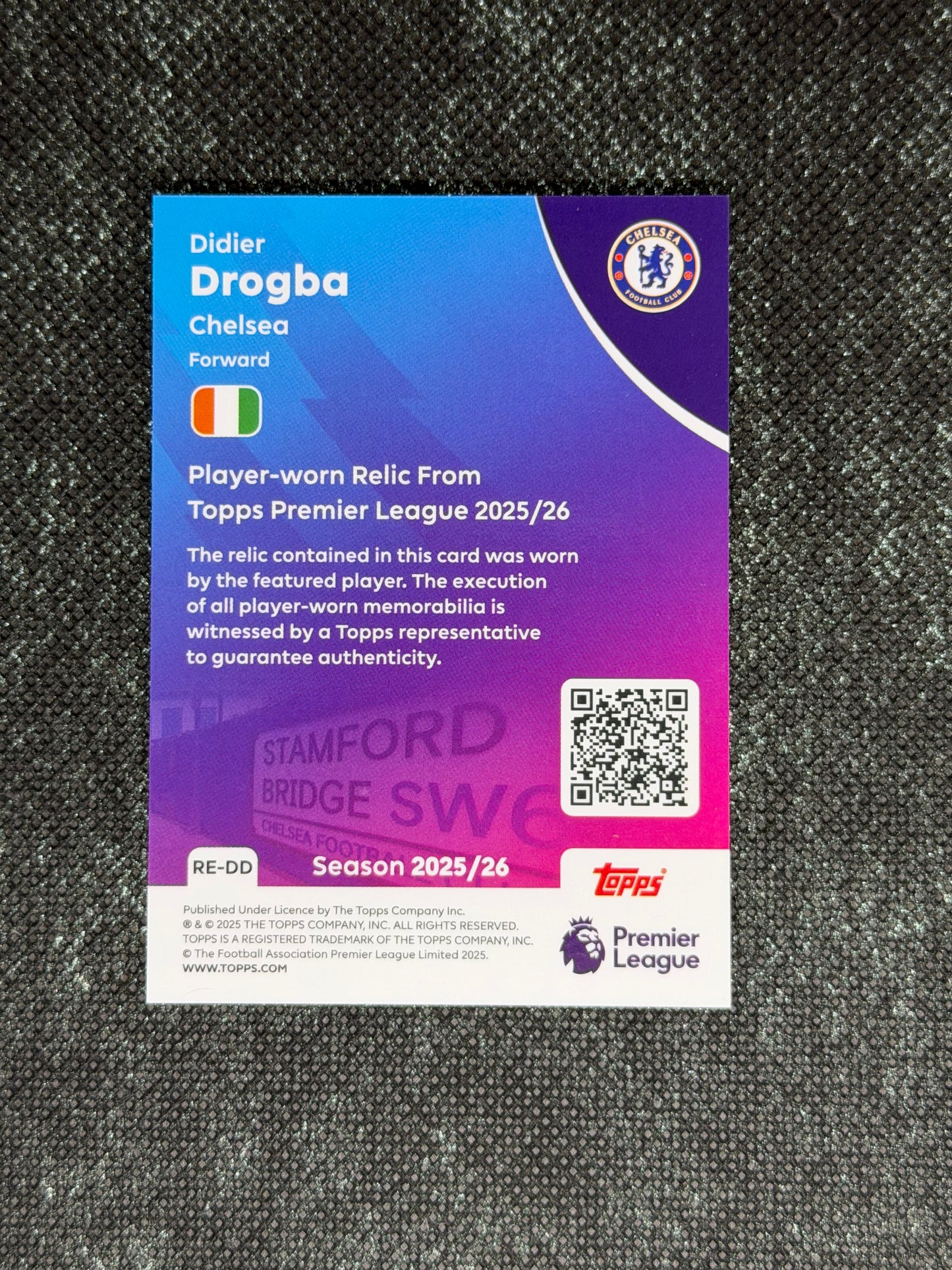 2025-26 Topps Premier League Soccer Premier Relics Base - Didier Drogba