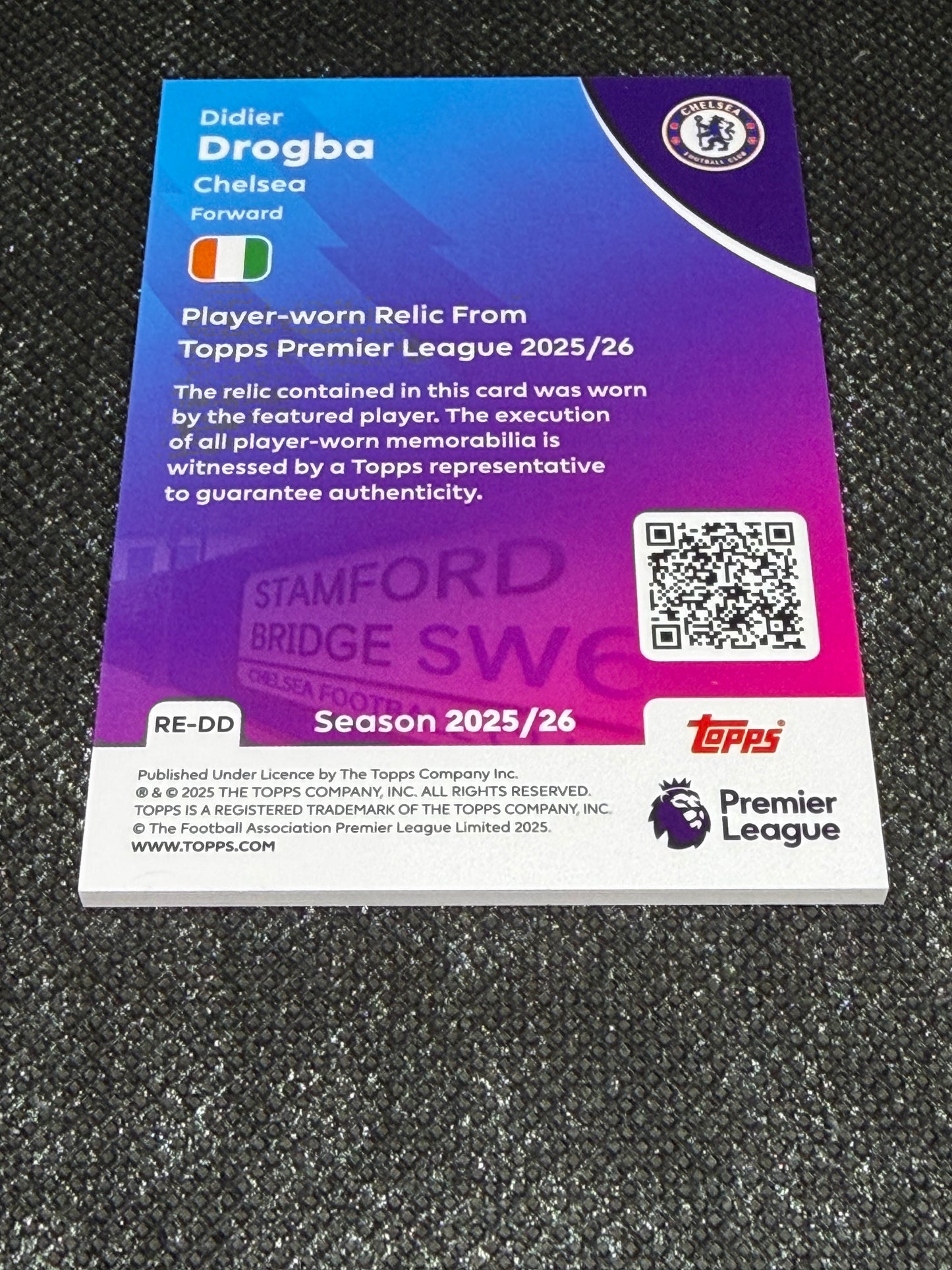 2025-26 Topps Premier League Soccer Premier Relics Base - Didier Drogba