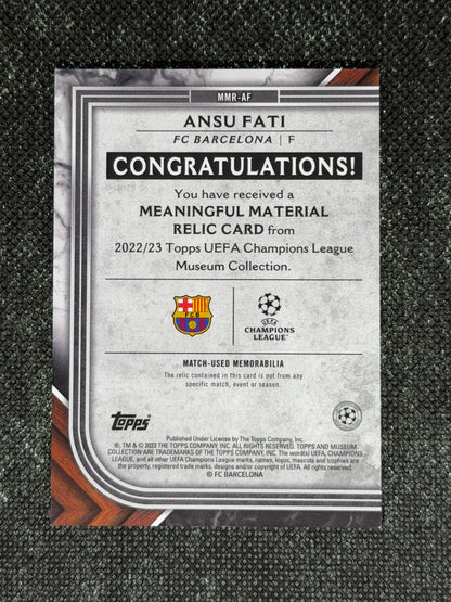 2022-23 Topps Museum Collection UEFA Club Competitions Meaningful Material Relic Card 02/25 - Ansu Fati