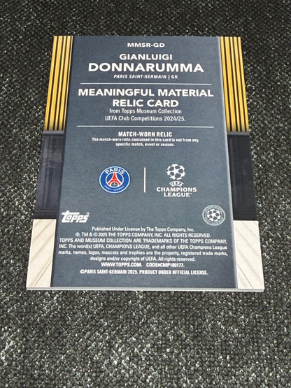 2024-25 Topps Museum Collection UEFA Club Competitions Meaningful Material Relic Card 228/299 - Gianluigi Donnarumma
