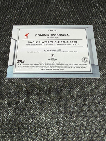 2024-25 Topps Museum Collection UEFA Club Competitions Single Player Triple Relic Card 26/75 - Dominik Szoboszlai