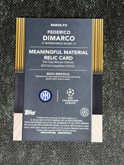 2024-25 Topps Museum Collection UEFA Club Competitions Meaningful Materials Relic Card 081/150 - Federico Dimarco