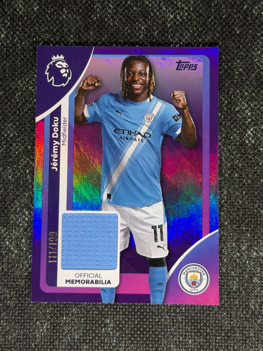 2025-26 Topps Premier League Player Worn Relic 111/199 - Jeremy Doku