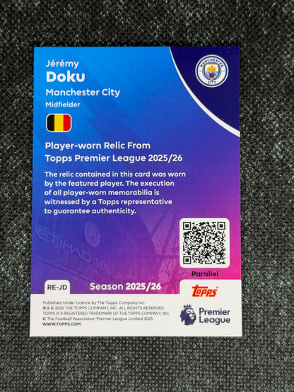 2025-26 Topps Premier League Player Worn Relic 111/199 - Jeremy Doku