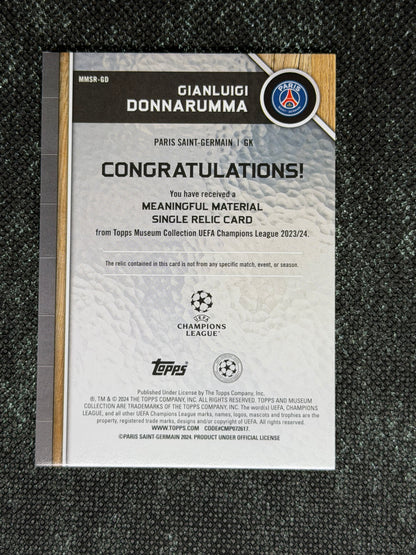 2024-25 Topps Museum Collection UEFA Club Competitions Meaningful Material Relic Card 21/25 - Gianluigi Donnarumma