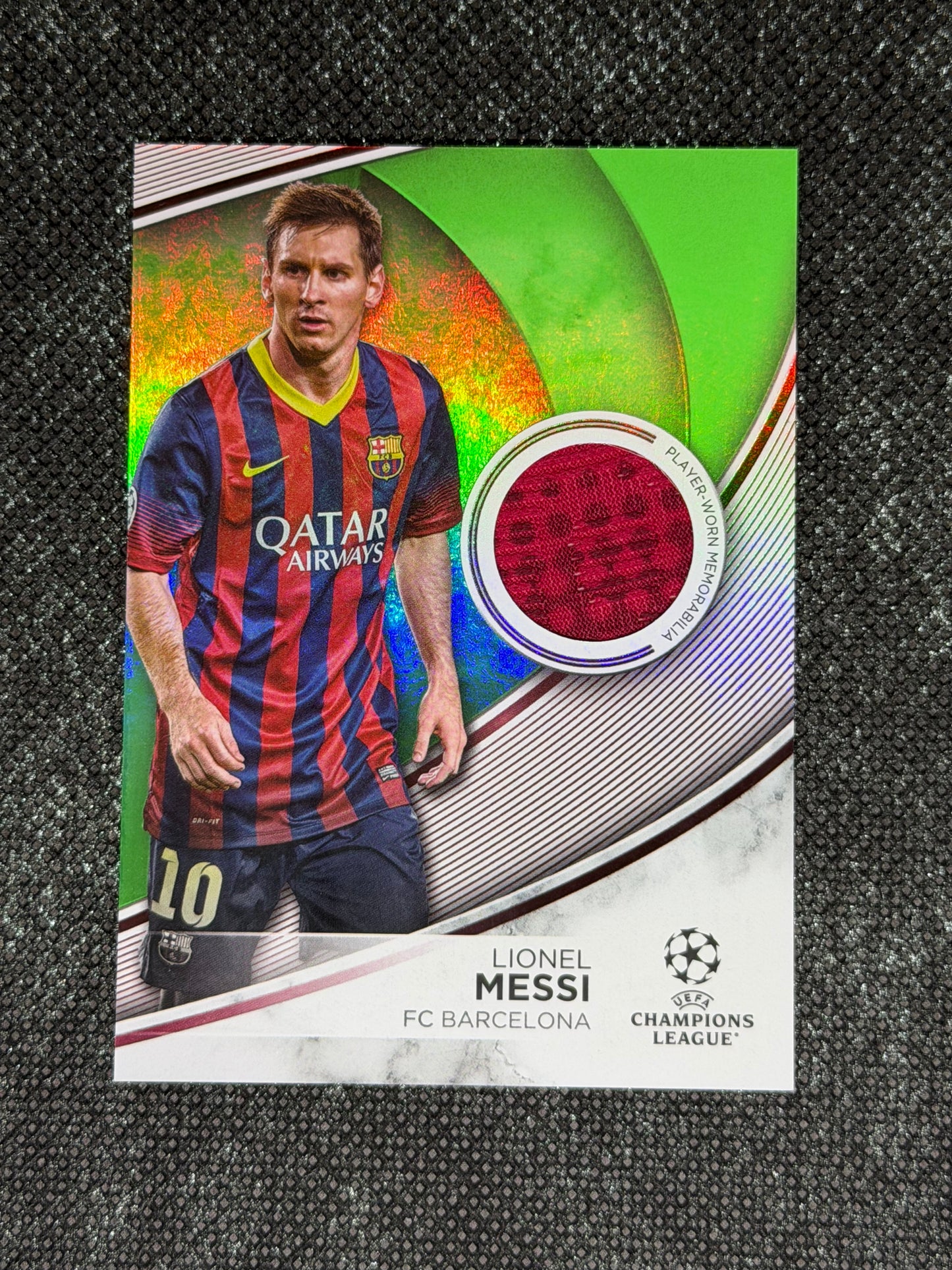 2023-24 Topps UEFA Club Competitions Supestar Relic Card 013/199 - Lionel Messi