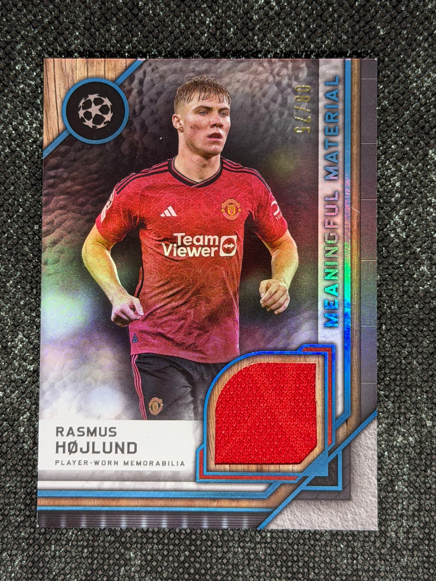 2024-25 Topps Museum Collection UEFA Club Competitions Meaningful Materials Relic Card 08/75 - Rasmus Hojlund