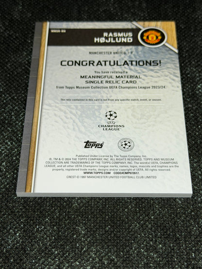 2024-25 Topps Museum Collection UEFA Club Competitions Meaningful Materials Relic Card 08/75 - Rasmus Hojlund