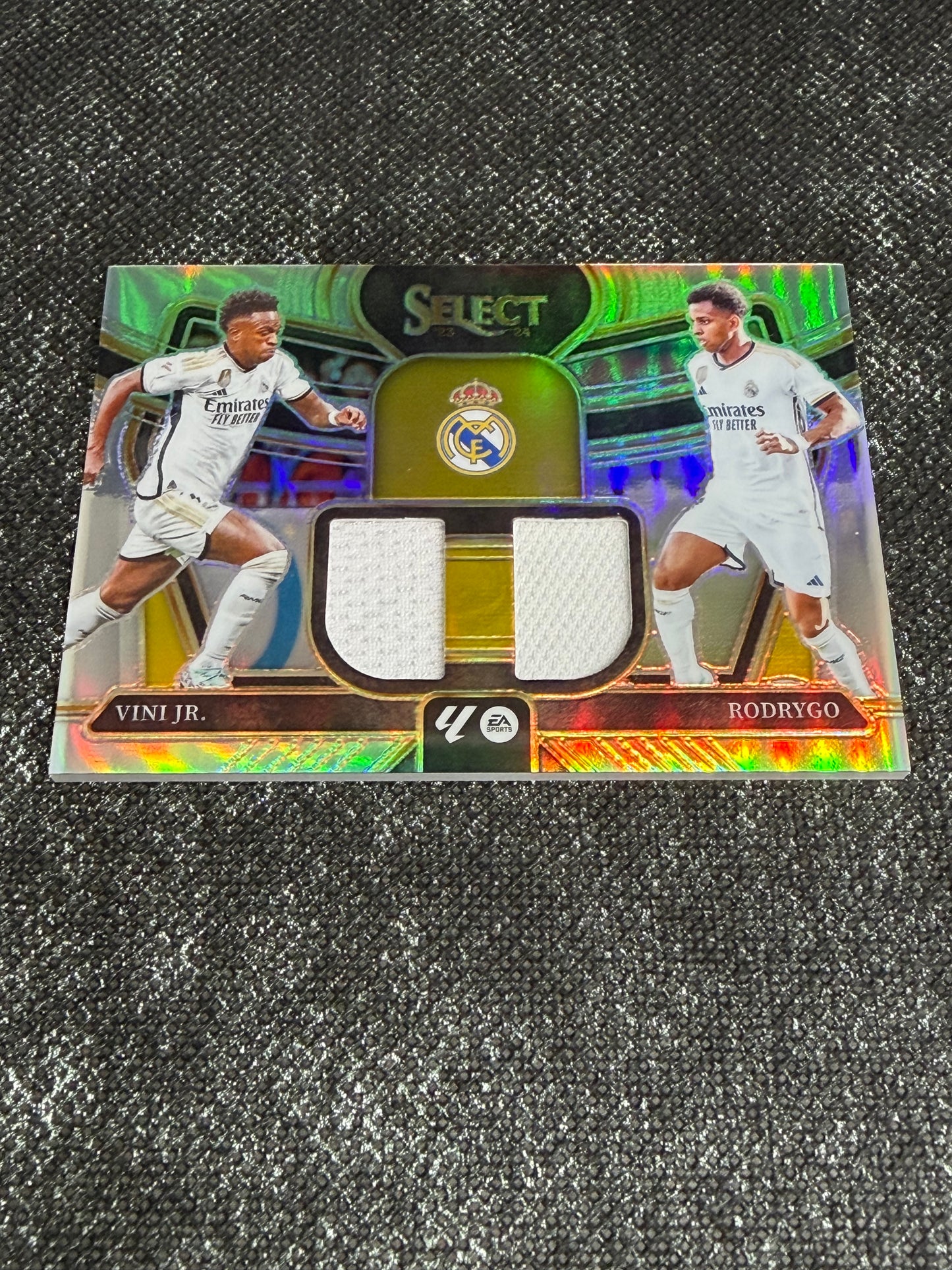 2023-24 Panini Select La Liga Soccer Dual Swatches Silver Prizm - Vini Jr. & Rodrygo