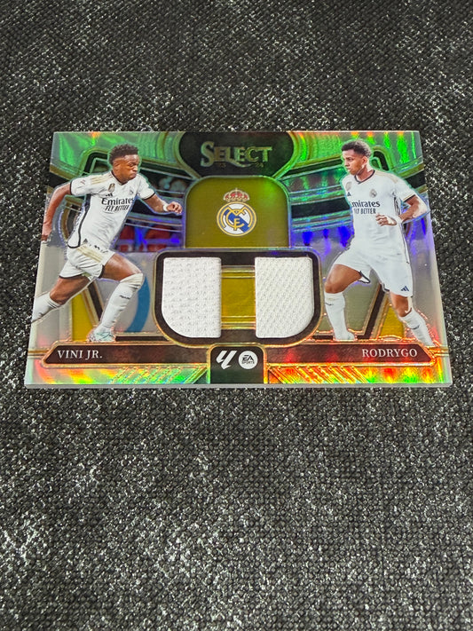 2023-24 Panini Select La Liga Soccer Dual Swatches Silver Prizm - Vini Jr. & Rodrygo