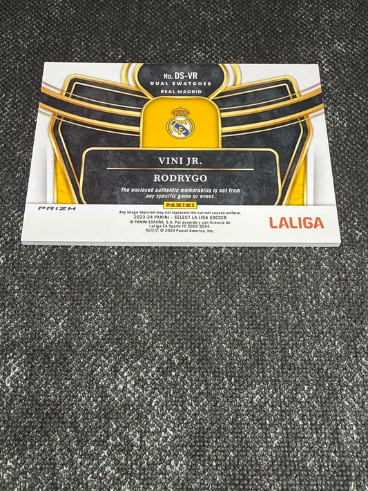 2023-24 Panini Select La Liga Soccer Dual Swatches Silver Prizm - Vini Jr. & Rodrygo
