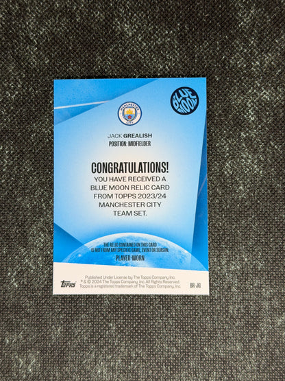 2023-24 Topps Manchester City Team Set Blue Moon Relic Card - Jack Grealish