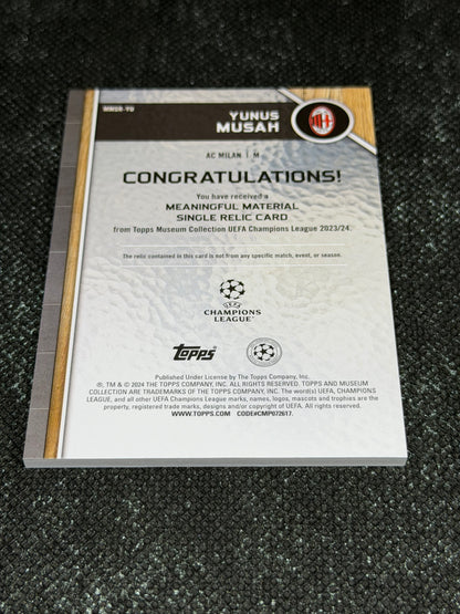 2024-25 Topps Museum Collection UEFA Club Competitions Meaningful Material Single Relic Card 059/199 - Yunus Musah