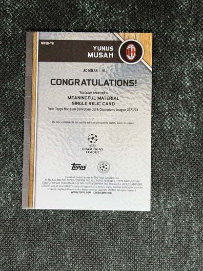 2024-25 Topps Museum Collection UEFA Club Competitions Meaningful Material Single Relic Card 043/199 - Yunus Musah