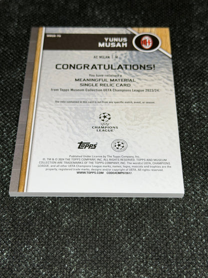 2024-25 Topps Museum Collection UEFA Club Competitions Meaningful Material Single Relic Card 043/199 - Yunus Musah