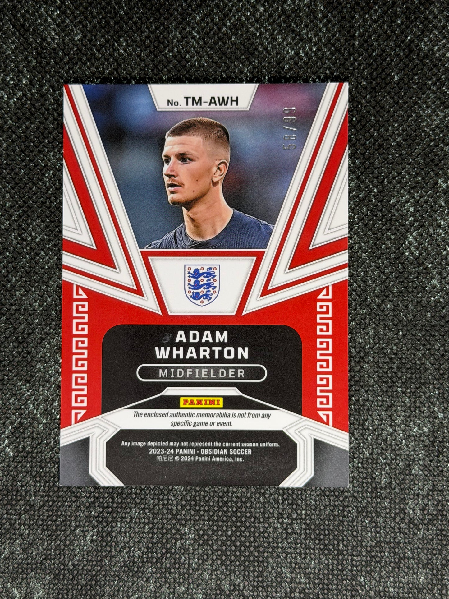 2023-24 Panini Obsidian Soccer Trifecta Material RC 58/99 - Adam Wharton