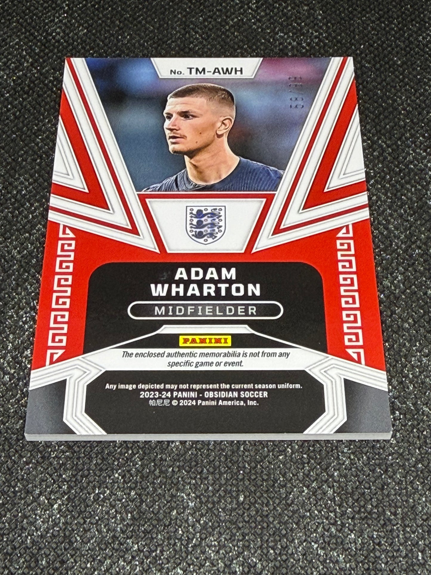 2023-24 Panini Obsidian Soccer Trifecta Material RC 58/99 - Adam Wharton